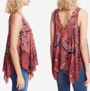 FREE PEOPLE Day Dreamer Multicolor Handkerchief Oversized Tank Top Women's SZ XS